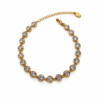 Eternos Acessórios - Pulseira Feminina Aço Inox 316L Dourado Zircônia Cristal Regulável