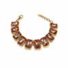 Eternos Acessórios - Pulseira Feminina Aço Inox 316L Dourada Luxo Zircônea Light Peach Regulável
