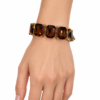 Eternos Acessórios - Pulseira Feminina Aço Inox 316L Dourada Luxo Smoke Topazio Regulável