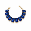 Eternos Acessórios - Pulseira Feminina Aço Inox 316L Dourada Luxo Azul Sáfira Regulável