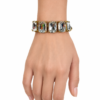 Eternos Acessórios - Pulseira Feminina Aço Inox 316L Dourada Luxo Zircônea Cristal Regulável