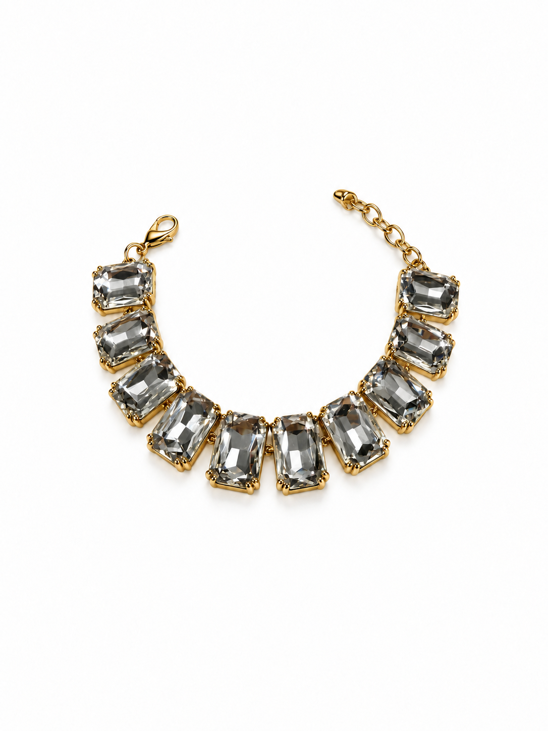 Eternos Acessórios - Pulseira Feminina Aço Inox 316L Dourada Luxo Zircônea Cristal Regulável