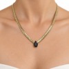 Eternos Acessórios - Colar Feminino Gargantilha Aço Inox 316L Dourado Corrente Zircônia Fusion Preto Regulável