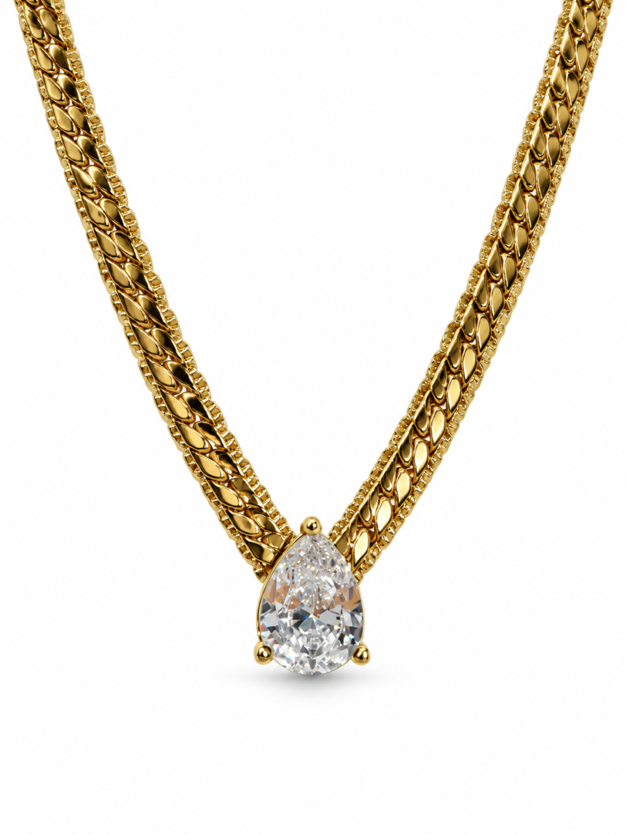 Eternos Acessórios - Colar Feminino Gargantilha Aço Inox 316L Dourado Corrente Zircônia Fusion Cristal Regulável Eternos Acessórios - Colar Feminino Gargantilha Aço Inox 316L Dourado Corrente Zircônia Fusion Cristal Regulável