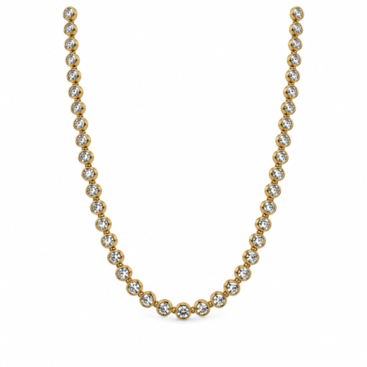 Colar Feminino Gargantilha Aço Inox 316L Dourado Zircônia Cristal Regulável