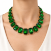 Eternos Acessórios - Colar Gargantilha Feminina Aço Inox 316L Dourada Luxo Zircônea Verde Esmeralda Regulável