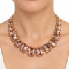 Eternos Acessórios - Colar Gargantilha Feminina Aço Inox 316L Dourada Luxo Zircônia Light Peach Regulável