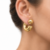 Eternos Acessórios - Brinco Feminino Aço Inox 316L Dourado Argola Bola
