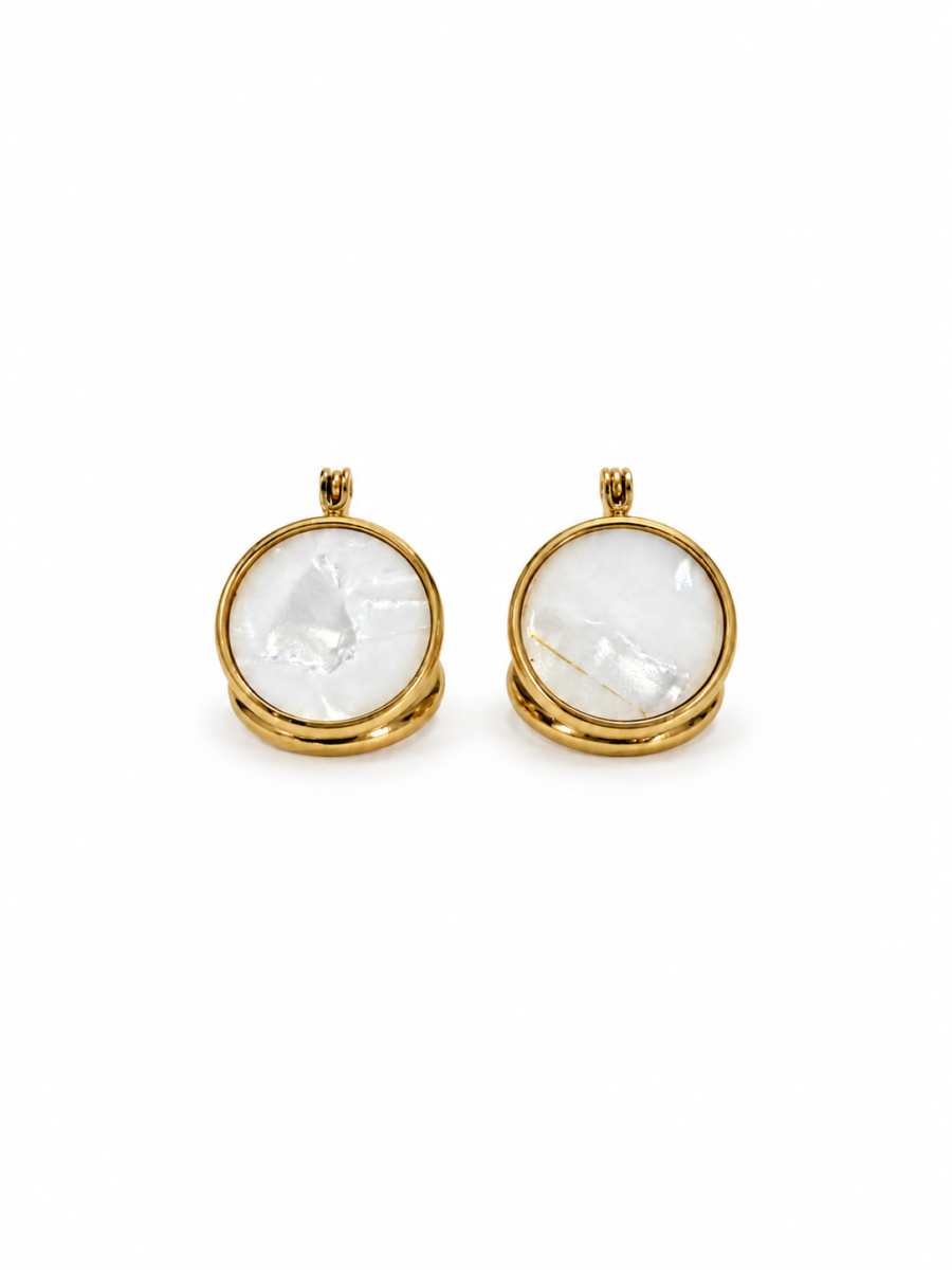 Eternos Acessórios - Brinco Feminino Aço Inox 316L Dourado Madri Pérola Dois Lados