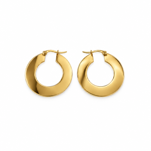 Brinco Feminino Aço Inox 316L Dourado Argola Achatada