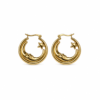 Eternos Acessórios - Brinco Feminino Aço Inox 316L Dourado Argola Lua e Estrela Eternos Acessórios - Brinco Feminino Aço Inox 316L Dourado Argola Lua e Estrela