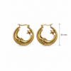 Eternos Acessórios - Brinco Feminino Aço Inox 316L Dourado Argola Lua e Estrela Eternos Acessórios - Brinco Feminino Aço Inox 316L Dourado Argola Lua e Estrela