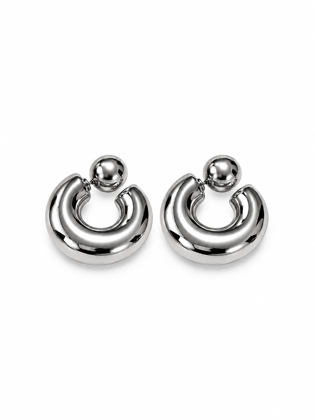Eternos Acessórios - Brinco Feminino Aço Inox 316L Argola Bola Eternos Acessórios - Brinco Feminino Aço Inox 316L Argola Bola