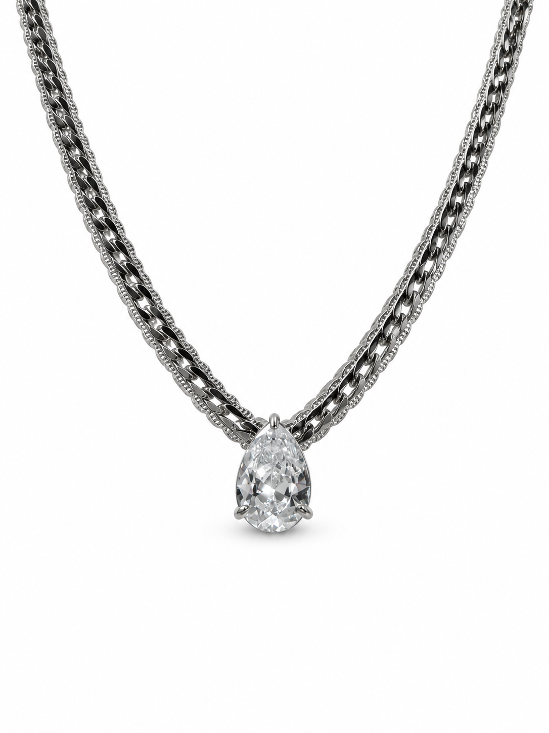 Eternos Acessórios - Colar Feminino Gargantilha Aço Inox 316L Corrente Zircônia Fusion Cristal Regulável