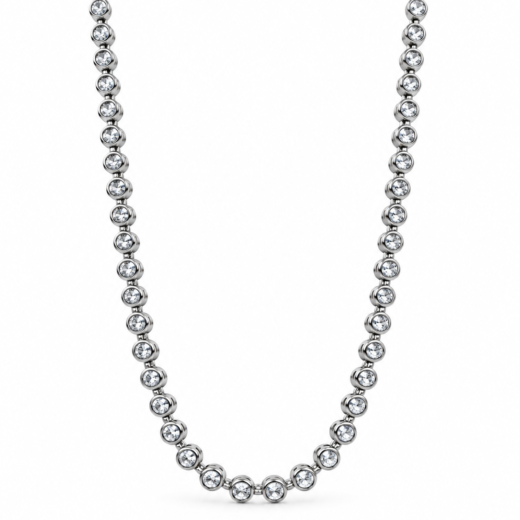 Colar Feminino Gargantilha Aço Inox 316L Zircônia Cristal Regulável