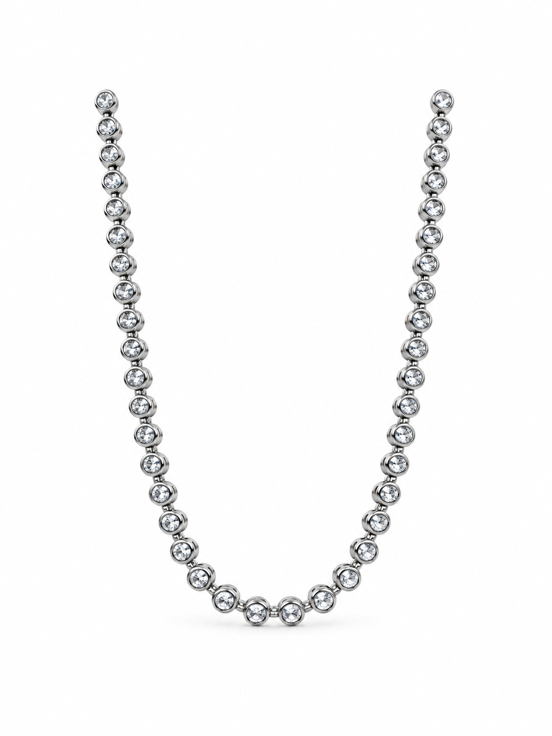 Eternos Acessórios - Colar Feminino Gargantilha Aço Inox 316L Zircônia Cristal Regulável
