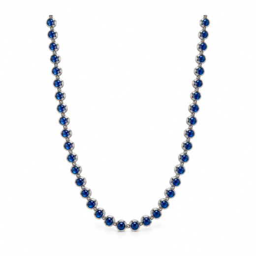 Colar Feminino Gargantilha Aço Inox 316L Zircônia Azul Sáfira Regulável