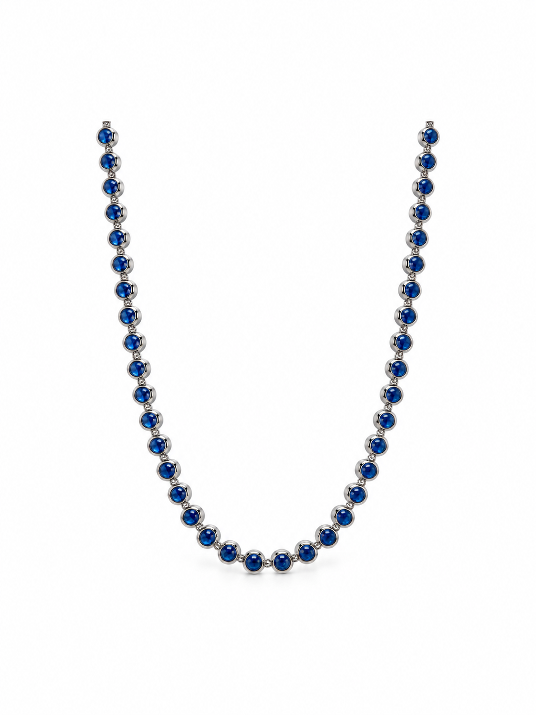 Eternos Acessórios - Colar Feminino Gargantilha Aço Inox 316L Zircônia Azul Sáfira Regulável