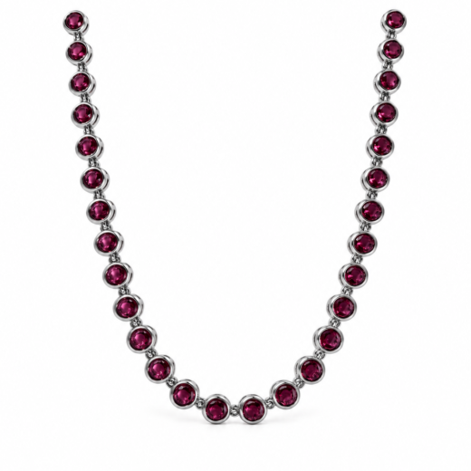 Colar Feminino Gargantilha Aço Inox 316L Zircônea Rosa Regulável