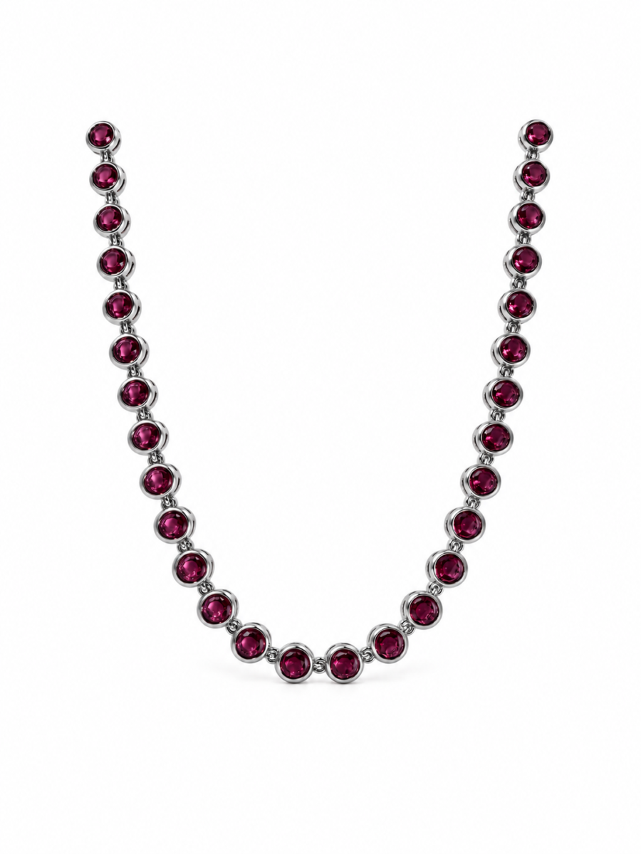 Eternos Acessórios - Colar Feminino Gargantilha Aço Inox 316L Zircônea Rosa Regulável