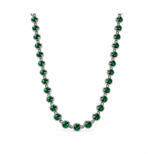 Colar Feminino Gargantilha Aço Inox 316L Zircônia Verde Esmeralda Regulável