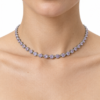 Eternos Acessórios - Colar Feminino Gargantilha Aço Inox 316L Zircônia Rosa Claro Regulável
