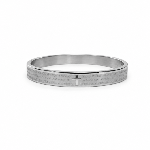 Bracelete Unisex Aço Inox 316L Pai Nosso 8mm