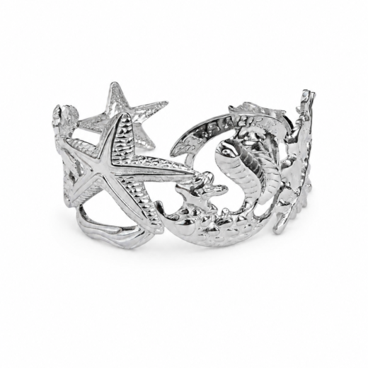 Bracelete Feminino Aço Inox 316L Mix Do Mar Grande Regulável