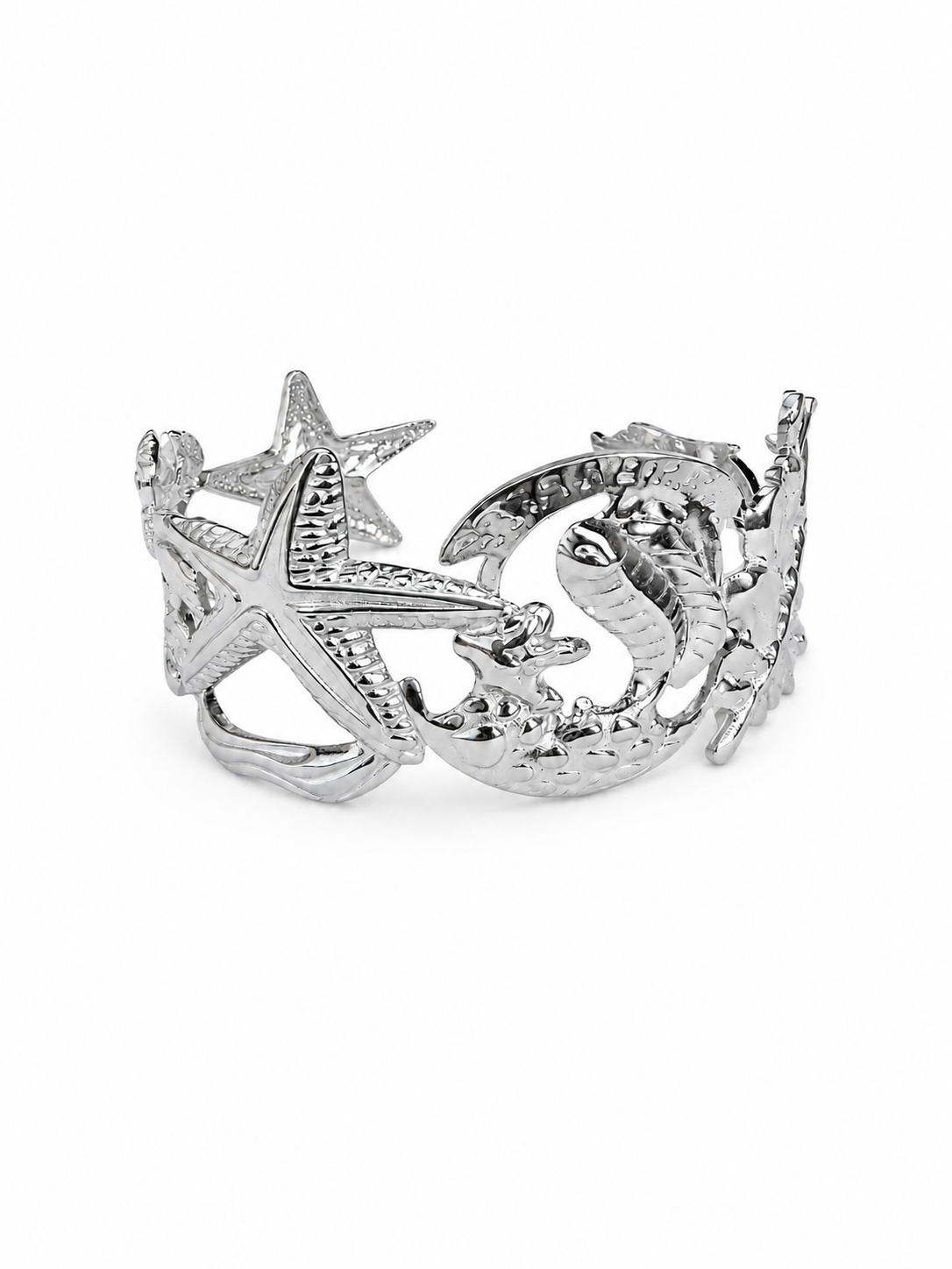 Eternos Acessórios - Bracelete Feminino Aço Inox 316L Mix Do Mar Grande Regulável Bracelete Feminino Aço Inox 316L Mix Do Mar Grande Regulável