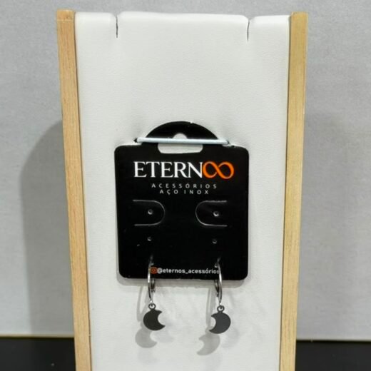 Brinco Feminíno Aço Inox Tranqueta Lua Pequena