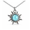 Eternos Acessórios - Colar Feminíno Aço Inox Sol Azul Água