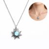Eternos Acessórios - Colar Feminíno Aço Inox Sol Azul Água