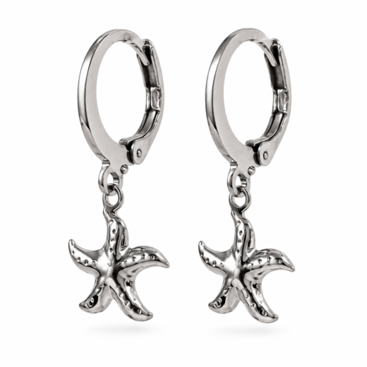 Brinco Feminíno Aço Inox Tranqueta Estrela Do Mar Pequena
