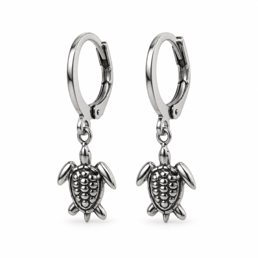 Brinco Feminíno Aço Inox Tranqueta Tartaruga Marinha Pequena