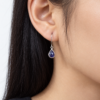 Eternos Acessórios - Brinco Feminino Argola Aço Inox Tranqueta Gota Azul Safira