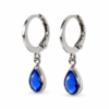 Eternos Acessórios - Brinco Feminino Argola Aço Inox Tranqueta Gota Azul Safira