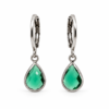 Eternos Acessórios - Brinco Feminino Argola Aço Inox Tranqueta Gota Verde Esmeralda