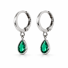 Eternos Acessórios - Brinco Feminino Argola Aço Inox Tranqueta Gota Verde Esmeralda