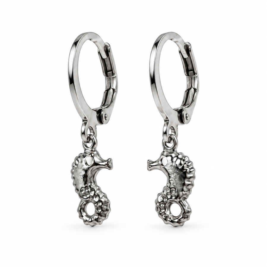 Eternos Acessórios - Brinco Feminino Argola Aço Inox Tranqueta Cavalo Marinho Eternos Acessórios - Brinco Feminino Argola Aço Inox Tranqueta Cavalo Marinho