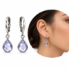 Eternos Acessórios - Brinco Feminino Argola Aço Inox 316L Tranqueta Gota Zircônia Lavanda NÃO ESCURECE PODE MOLHAR ANTIALÉRGICO