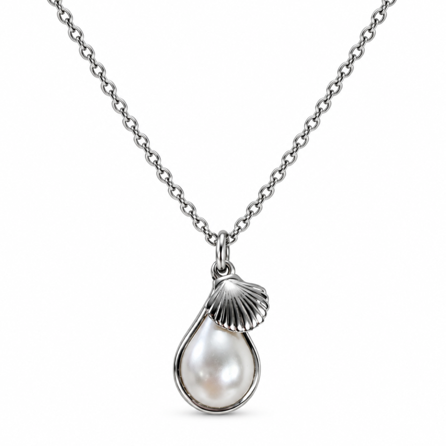 Eternos Acessórios - Colar Feminino Aço Inox 316L Pérola e Concha Shell NÃO ESCURECE PODE MOLHAR ANTIALÉRGICO