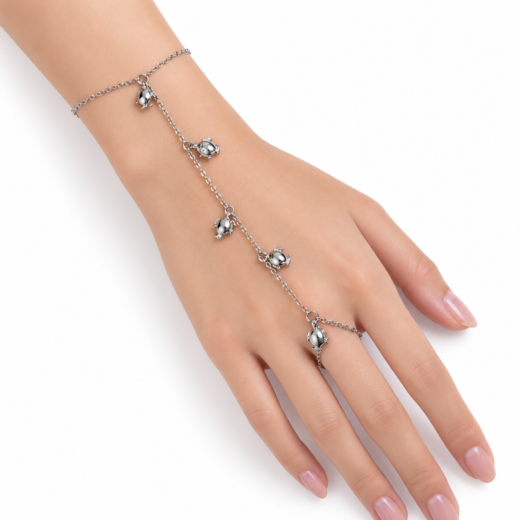 Pulseira Feminina Aço Inox 316L Hand Chain Peixe NÃO ESCURECE PODE MOLHAR ANTIALÉRGICO LINHA MAR