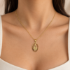 Eternos Acessórios - Colar Feminino Religioso Nossa Senhora Aparecida Aço Inox 316L Folheado Ouro 18K Delicado Hipoalergênico