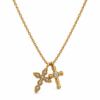 Eternos Acessórios - Colar Feminino Aço Inox Cruz Dupla Cravejado Ponto de Luz Dourado