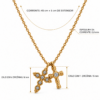 Eternos Acessórios - Colar Feminino Aço Inox Cruz Dupla Cravejado Ponto de Luz Dourado