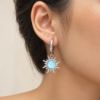 Eternos Acessórios - Brinco Feminino Aço Inox 316L Argola Sol Azul NÃO ESCURECE PODE MOLHAR ANTIALÉRGICO