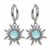 Eternos Acessórios - Brinco Feminino Aço Inox 316L Argola Sol Azul NÃO ESCURECE PODE MOLHAR ANTIALÉRGICO